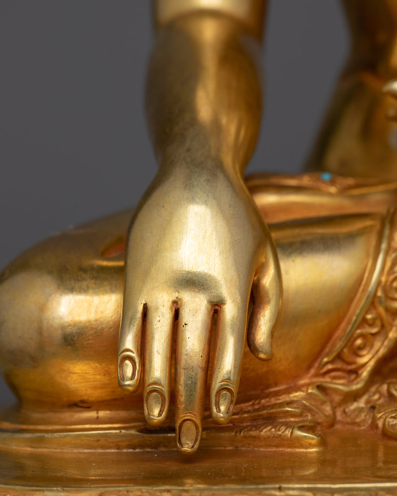 Shakyamuni Buddha Statue for Serenity | 24K Gold-Gilded Sculpture