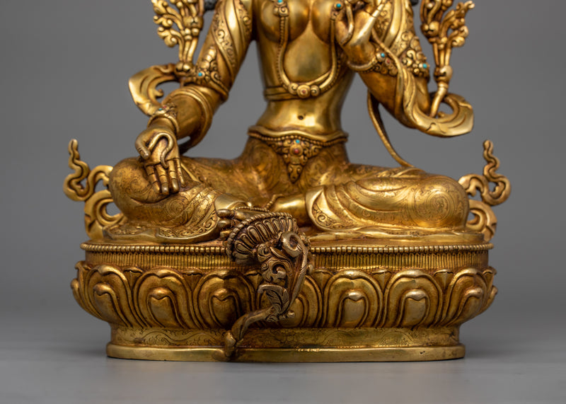 Female Bodhisattva Syamatara Statue | Himalayan Goddess Tara Sculpture