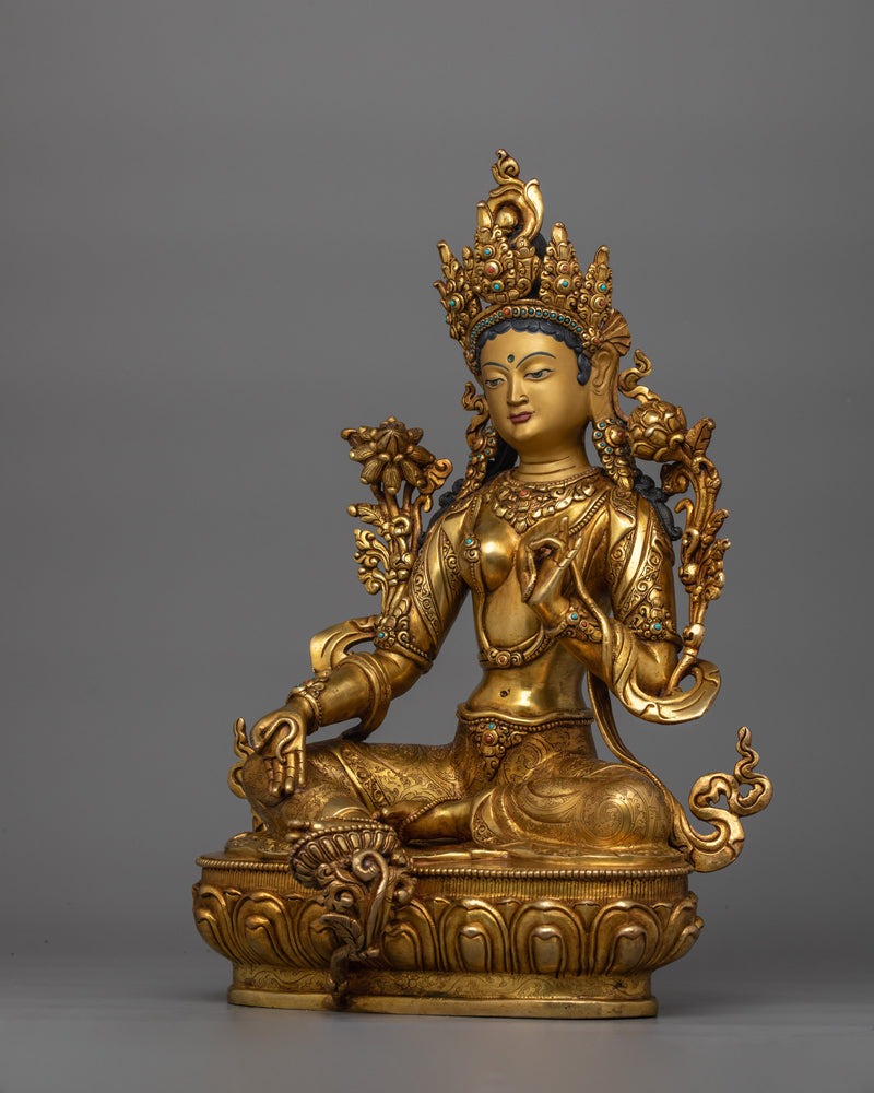 Female Bodhisattva Syamatara Statue | Himalayan Goddess Tara Sculpture