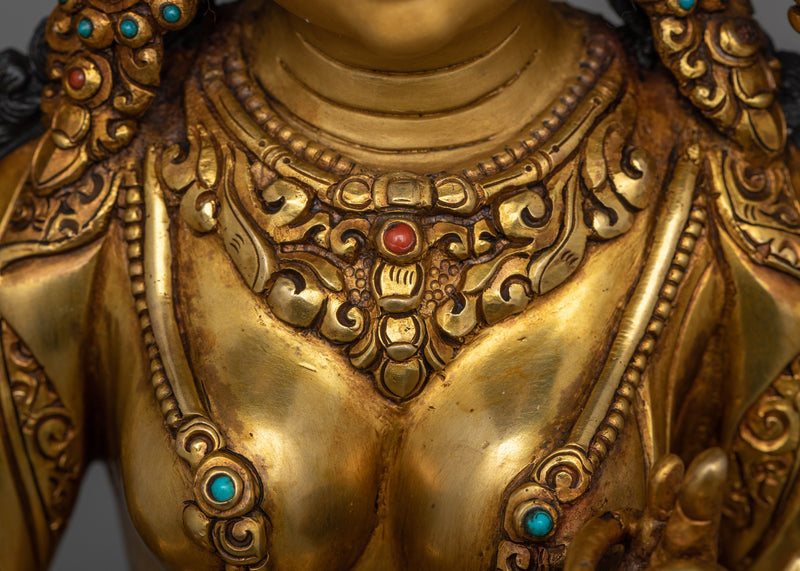 Female Bodhisattva Syamatara Statue | Himalayan Goddess Tara Sculpture