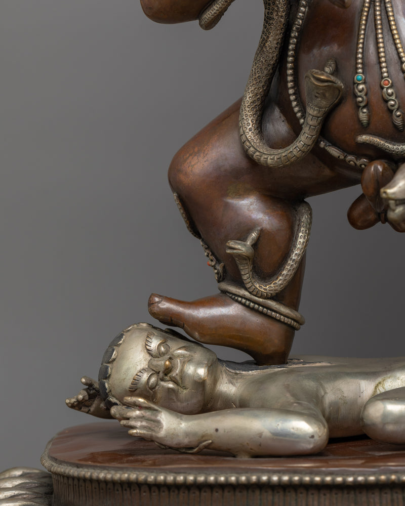 Black Wealth Deity Dzambhala Statue | Wrathful Protector of Wealth