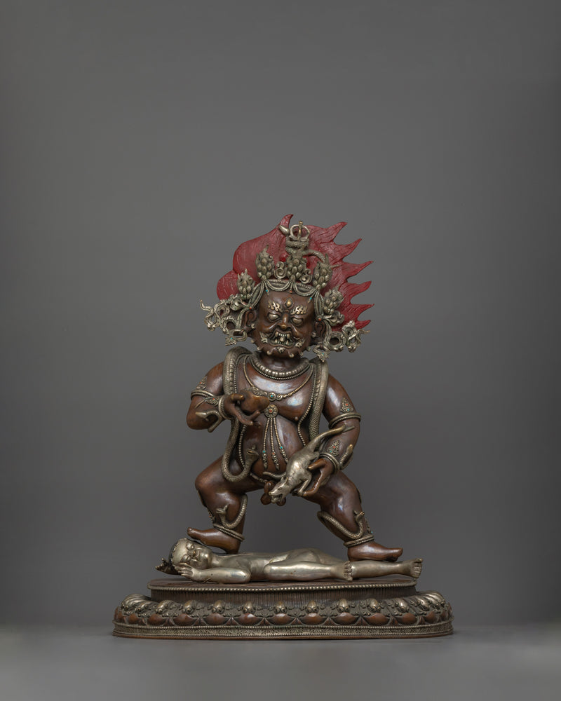 Black Wealth Deity Dzambhala Statue | Wrathful Protector of Wealth