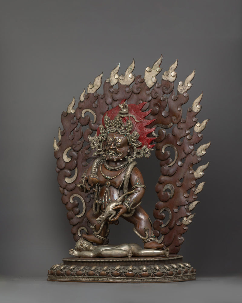 Black Wealth Deity Dzambhala Statue | Wrathful Protector of Wealth