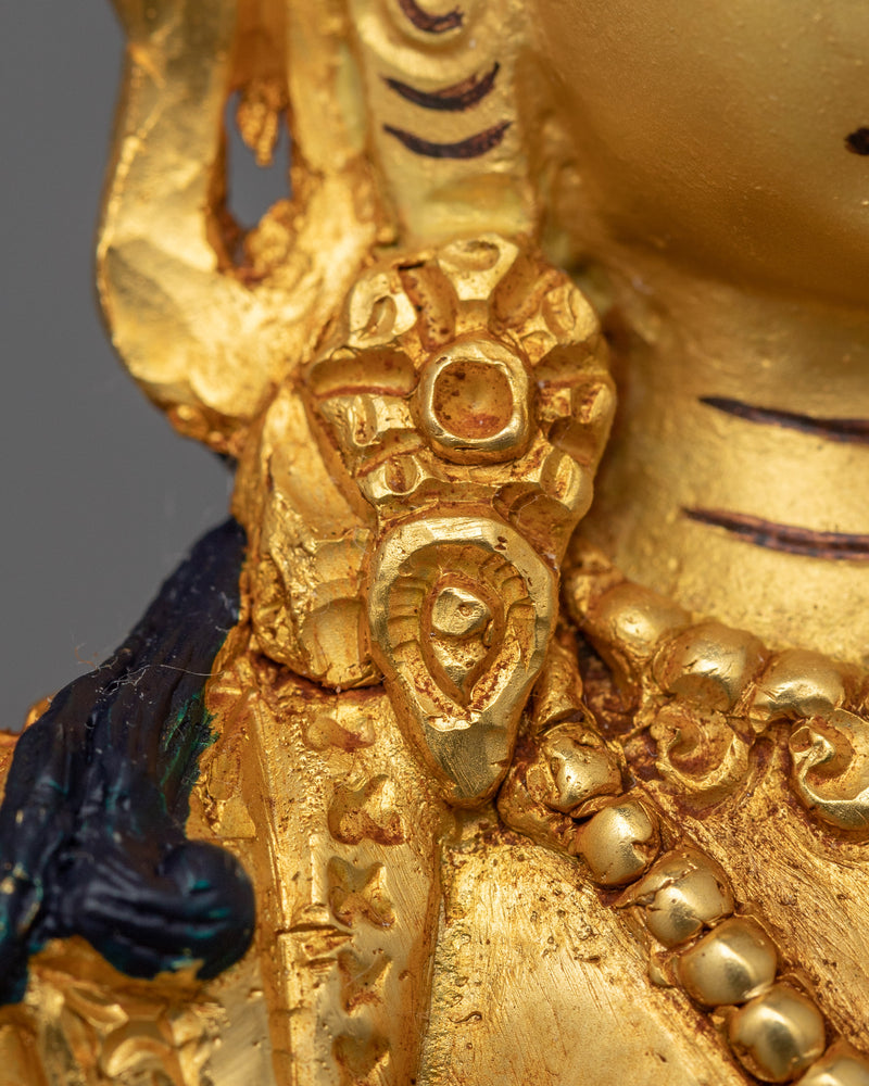 Manjushri Statue for Wisdom Tibetan Statue | 24K Gold Gilded Golden Decor