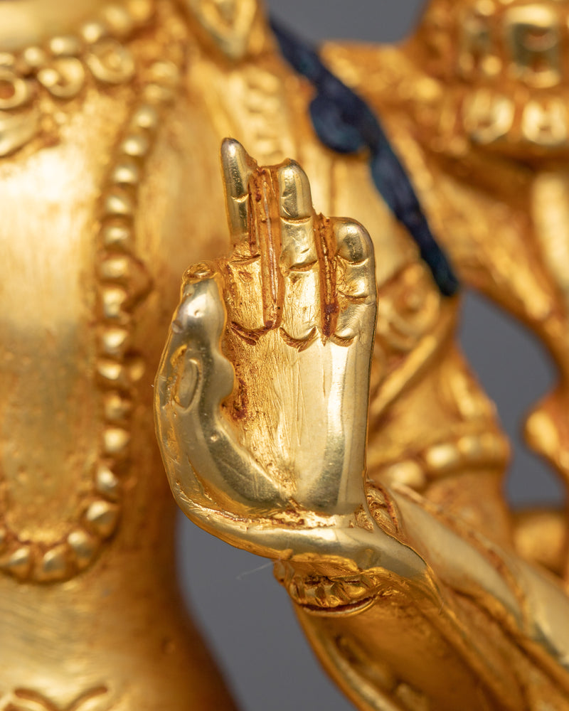 Manjushri Statue for Wisdom Tibetan Statue | 24K Gold Gilded Golden Decor