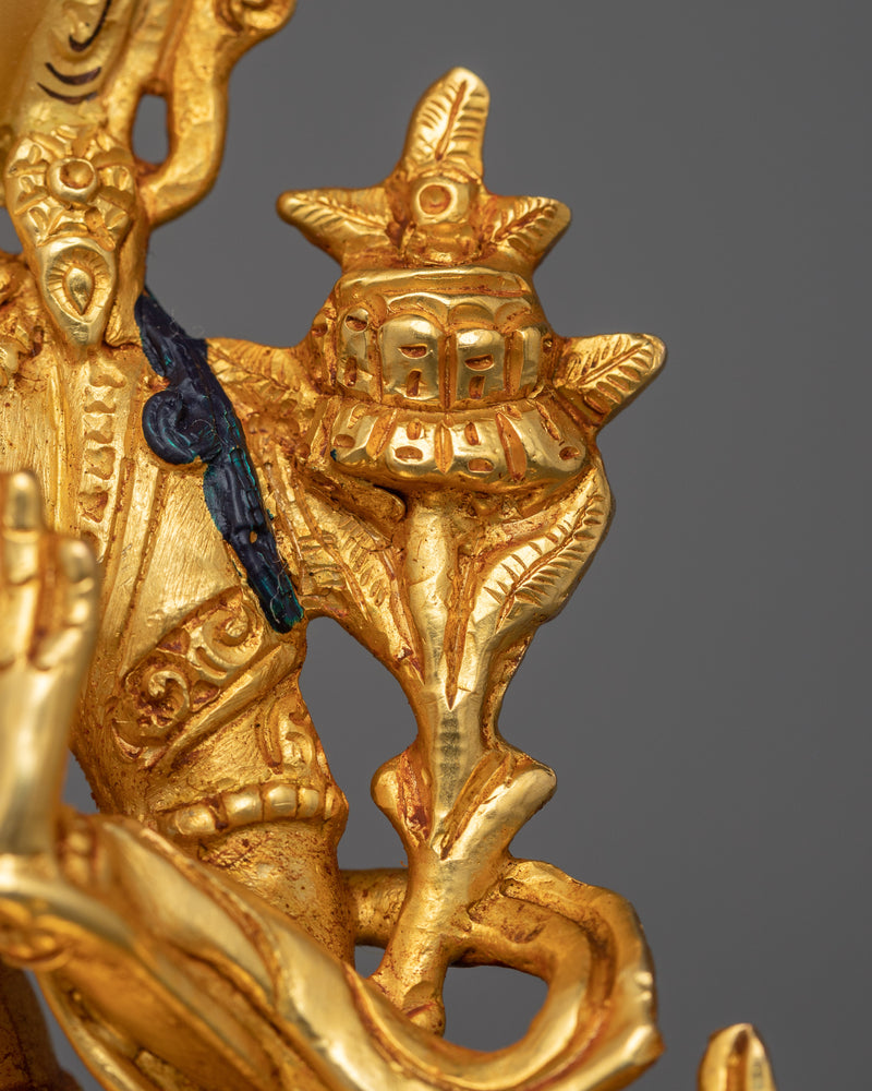 Manjushri Statue for Wisdom Tibetan Statue | 24K Gold Gilded Golden Decor