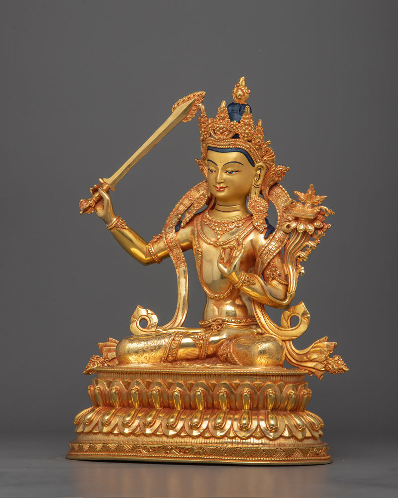 Manjushri Bodhisattva of Intellectual Clarity Figurine | Symbol of Wisdom and Knowledge