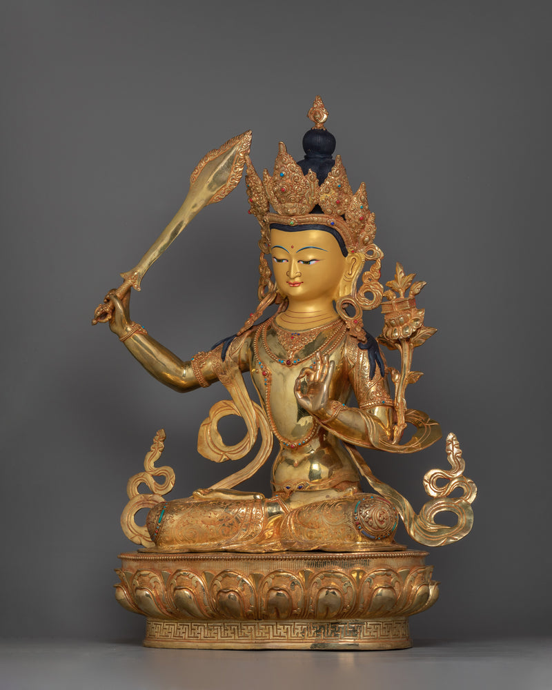 Manjushri the Bodhisattva of Great Wisdom Figurine | Buddhist Sculpture for Enlightenment