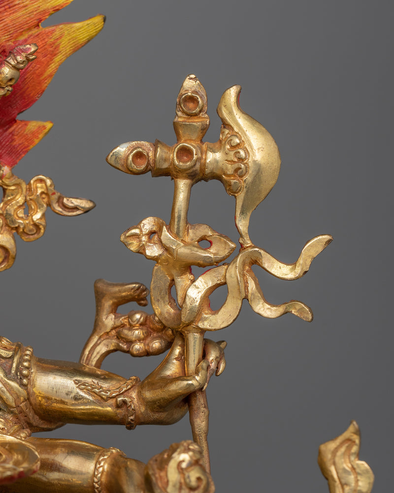 Magnificent Sipai Gyalmo Bon Deity Statue | 24K Gold Gilded Copper Art