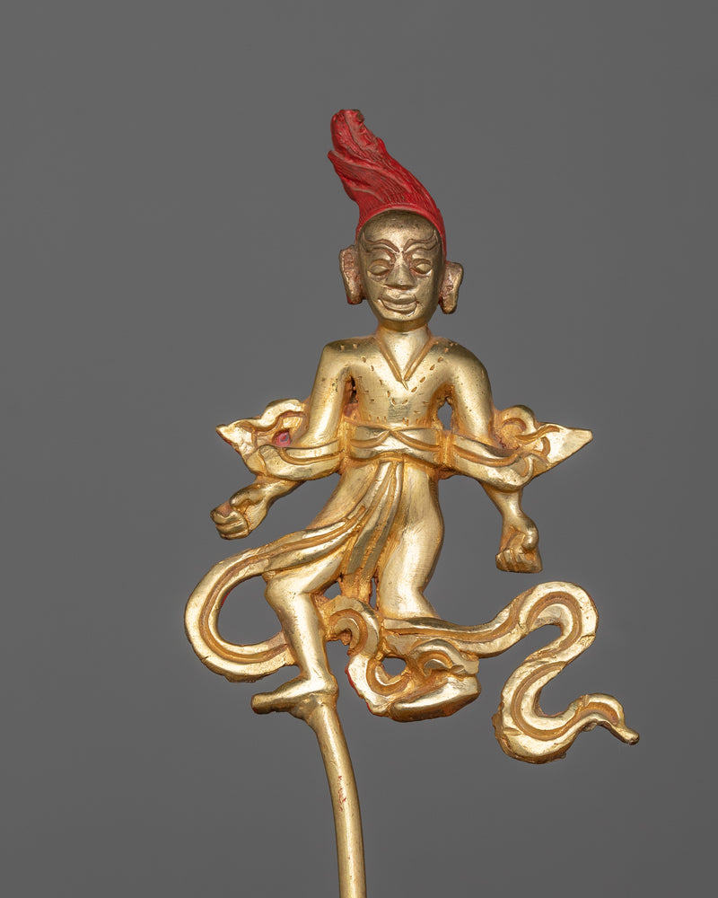 Magnificent Sipai Gyalmo Bon Deity Statue | 24K Gold Gilded Copper Art