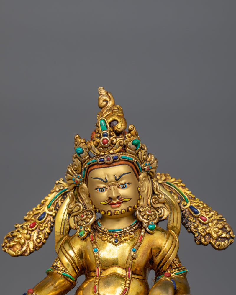 The Deity of Wealth and Good Fortune Dzambhala Figurine  | Buddhist Hand-carved Art