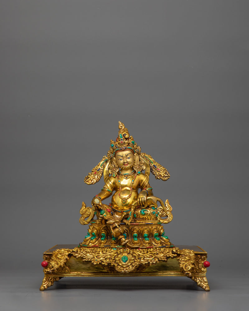 The Deity of Wealth and Good Fortune Dzambhala Figurine  | Buddhist Hand-carved Art