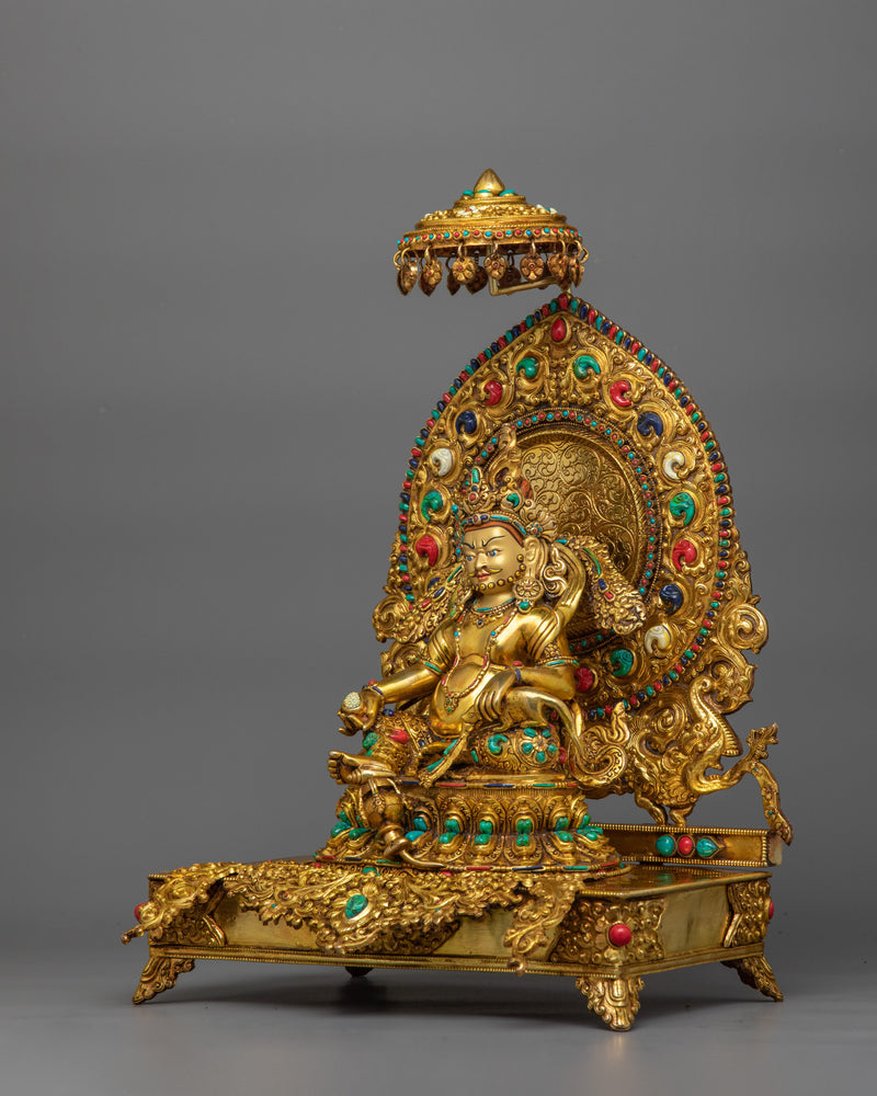 The Deity of Wealth and Good Fortune Dzambhala Figurine  | Buddhist Hand-carved Art