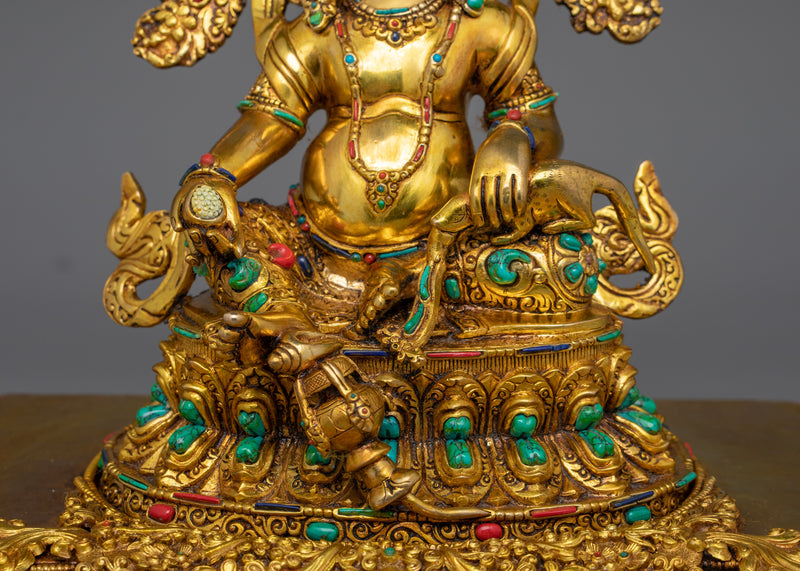 The Deity of Wealth and Good Fortune Dzambhala Figurine  | Buddhist Hand-carved Art