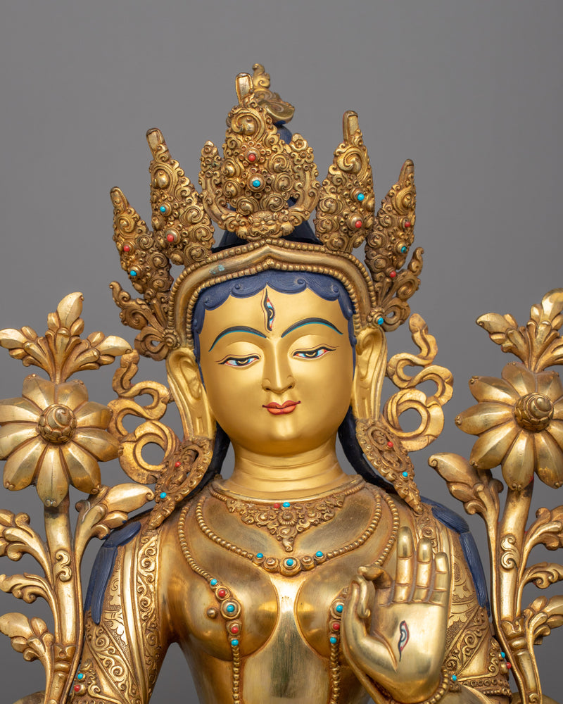 White Tara Goddess of Longevity Sculpture | Healing, Compassion, and Long-Life