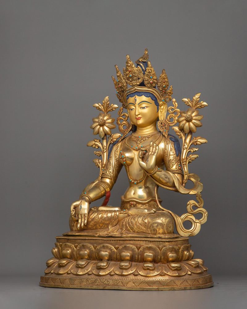 White Tara Goddess of Longevity Sculpture | Healing, Compassion, and Long-Life