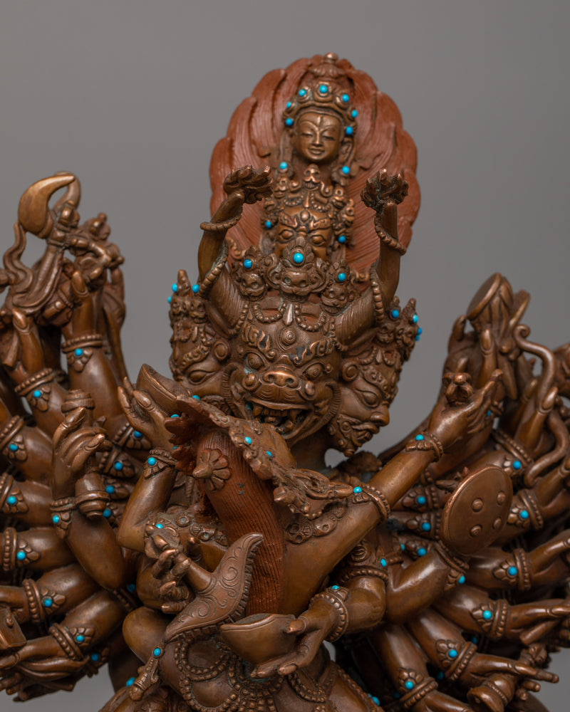 Wrathful Deity Yamantaka Sculpture | Majestic Buddhist Protector Statue