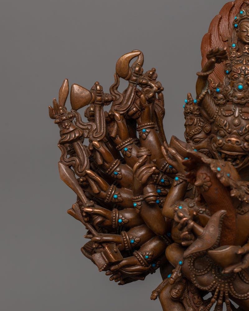 Wrathful Deity Yamantaka Sculpture | Majestic Buddhist Protector Statue