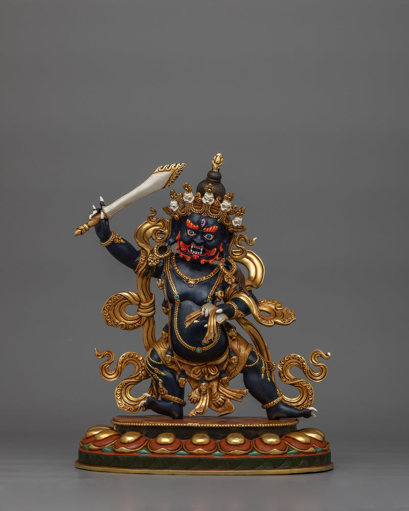 Wrathful Black Manjushri With Halo | The Fierce Embodiment of Wisdom