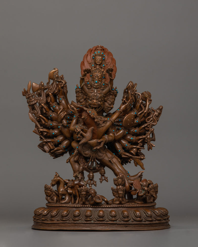 Wrathful Deity Yamantaka Sculpture | Majestic Buddhist Protector Statue