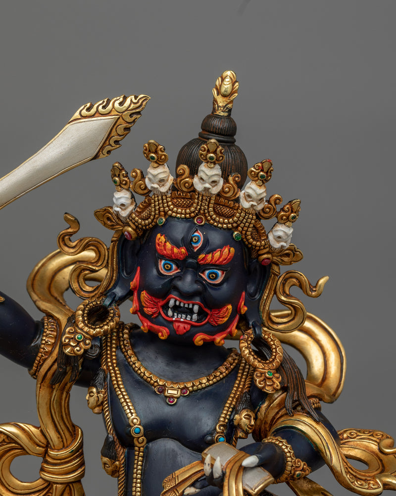 Wrathful Black Manjushri With Halo | The Fierce Embodiment of Wisdom