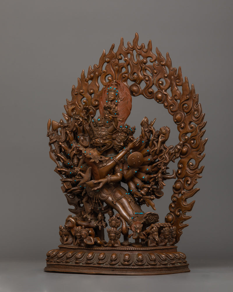 Wrathful Deity Yamantaka Sculpture | Majestic Buddhist Protector Statue