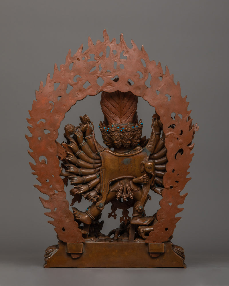 Wrathful Deity Yamantaka Sculpture | Majestic Buddhist Protector Statue