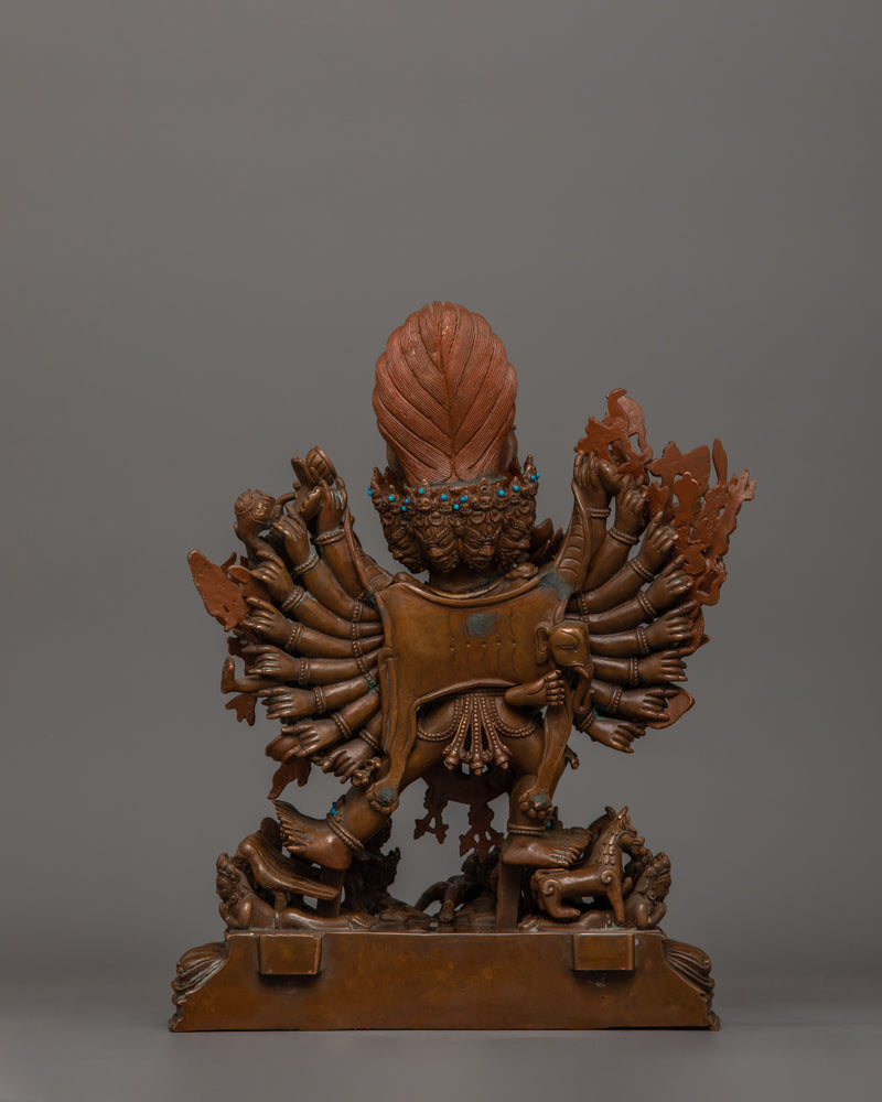 Wrathful Deity Yamantaka Sculpture | Majestic Buddhist Protector Statue