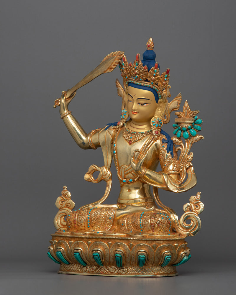 Youthful Appearance of Manjushri Statue | Guardian of Dharma