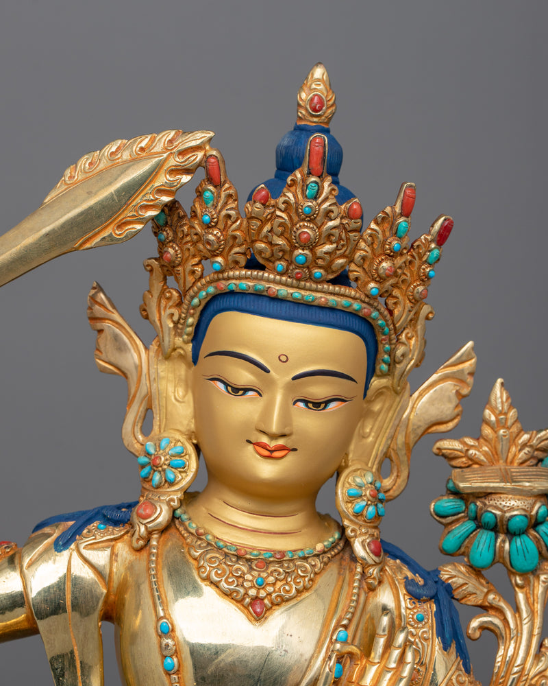 Youthful Appearance of Manjushri Statue | Guardian of Dharma