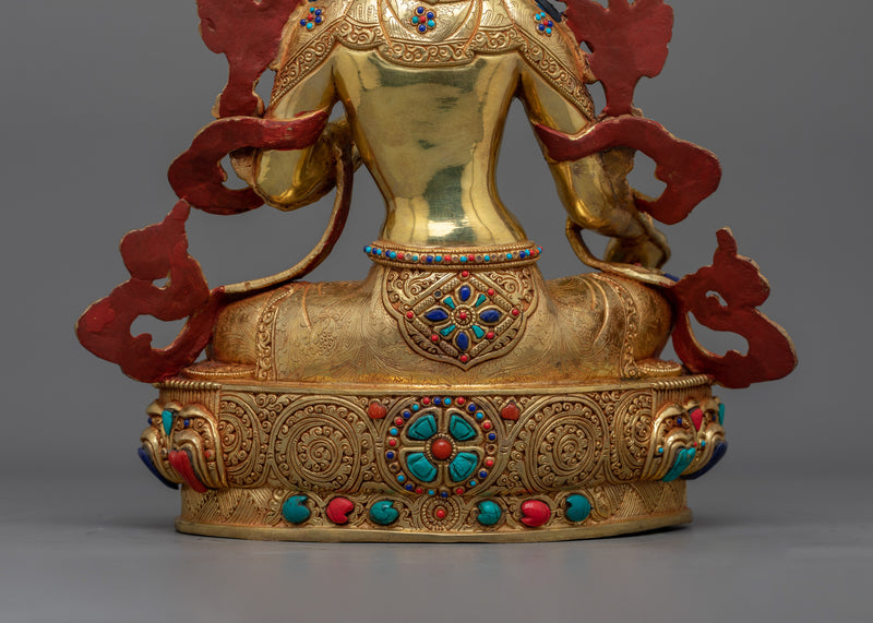 Symbol of Compassion, Handcrafted Green Tara Statue | Sacred Nepalese Artifact