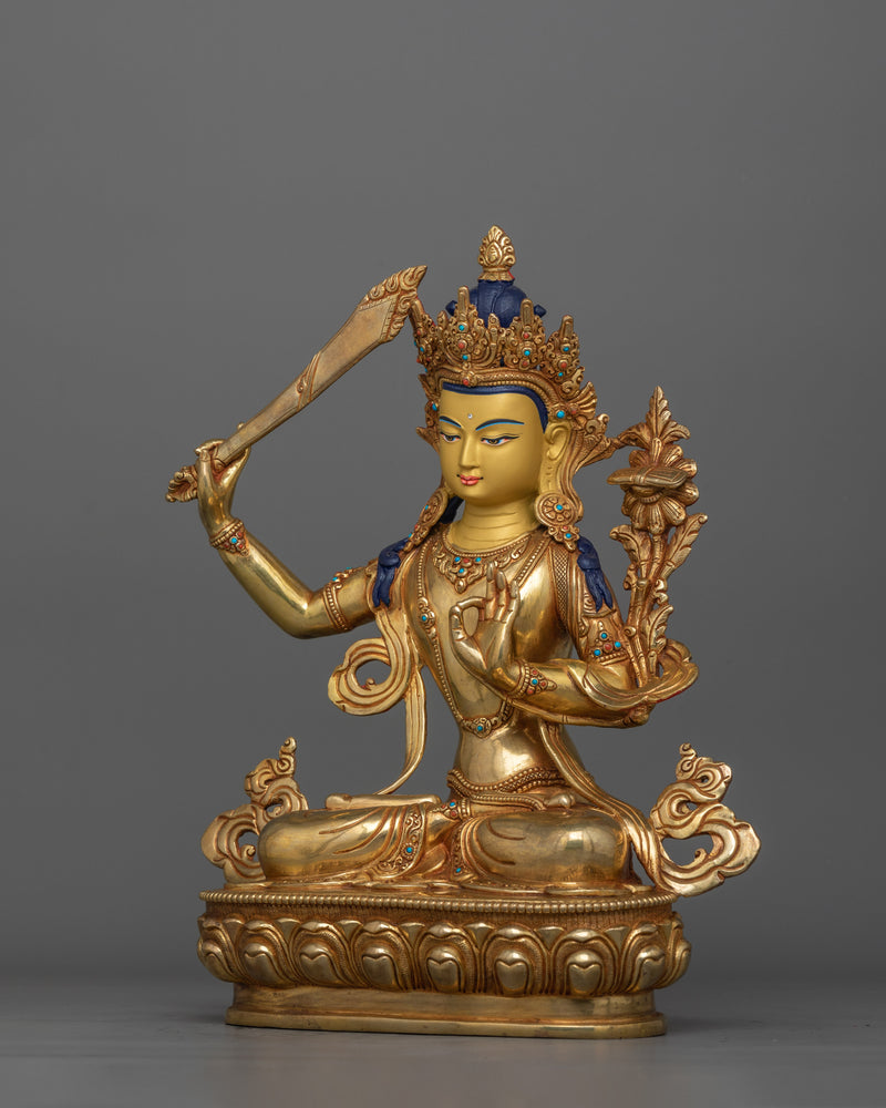 Youthful Manjushri Sculpture "Holder of The Prajnaparamita Sutra" | Teacher of the Buddhas