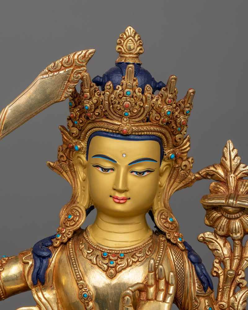 Youthful Manjushri Sculpture "Holder of The Prajnaparamita Sutra" | Teacher of the Buddhas