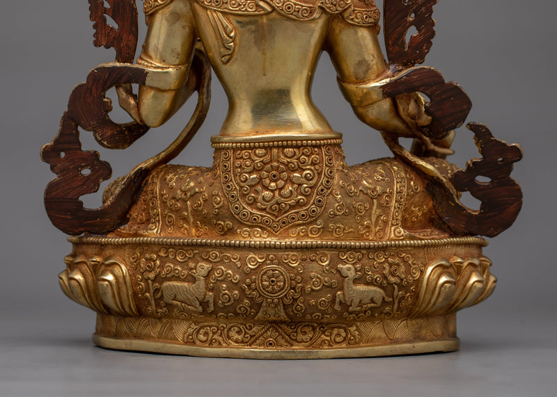 Green Tara Statue in Her Lotus Throne | Divine Feminine Art