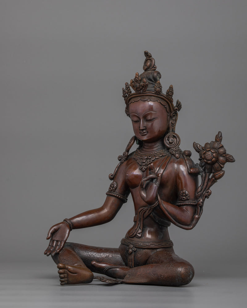 Green Tara Compassion Deity Sculpture | Symbol of Swift Healing, Spiritual Power