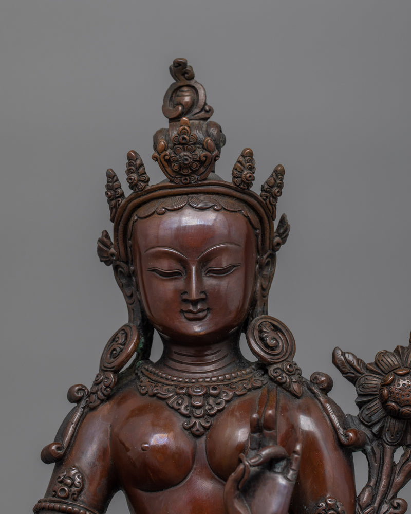 Green Tara Compassion Deity Sculpture | Symbol of Swift Healing, Spiritual Power