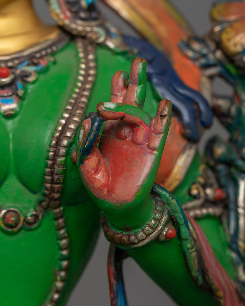 Mother Drolma Green Tara Tibetan Figurine | The Goddess of Compassion and Action