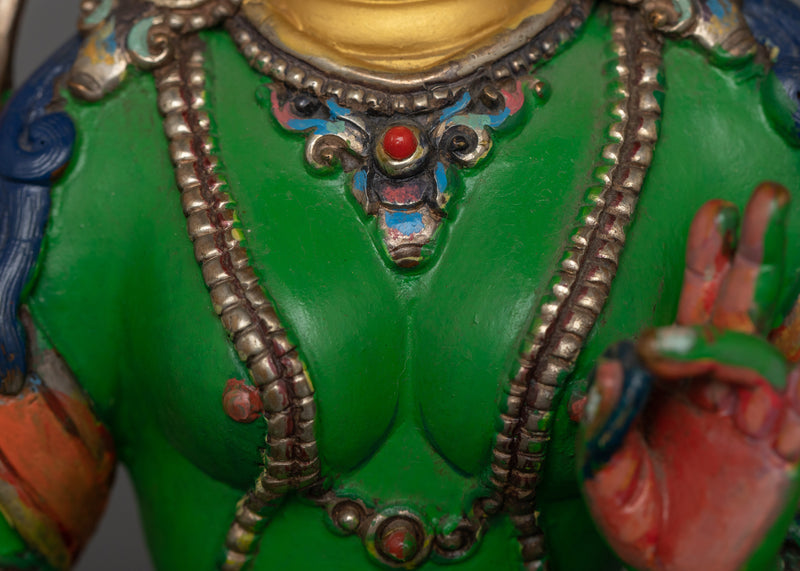 Mother Drolma Green Tara Tibetan Figurine | The Goddess of Compassion and Action