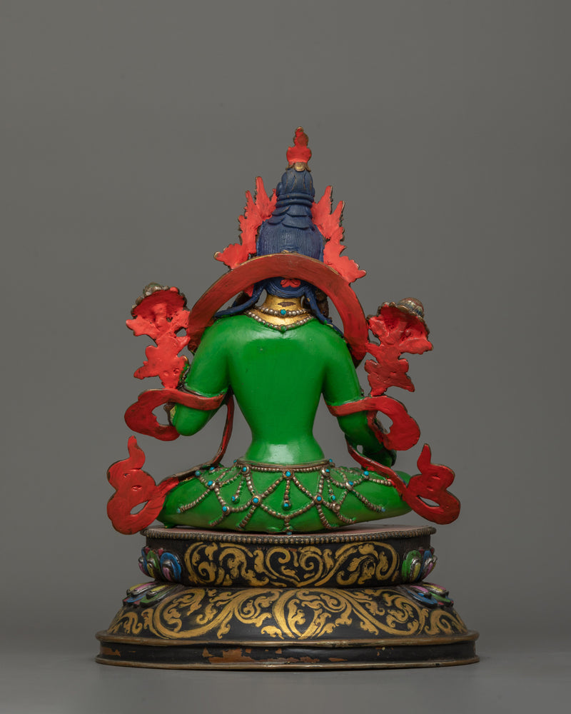 Mother Drolma Green Tara Tibetan Figurine | The Goddess of Compassion and Action