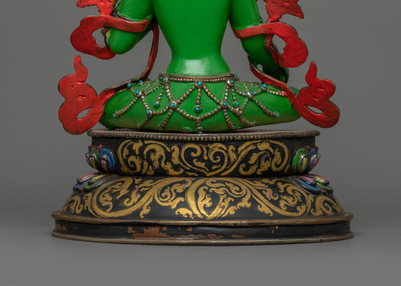 Mother Drolma Green Tara Tibetan Figurine | The Goddess of Compassion and Action