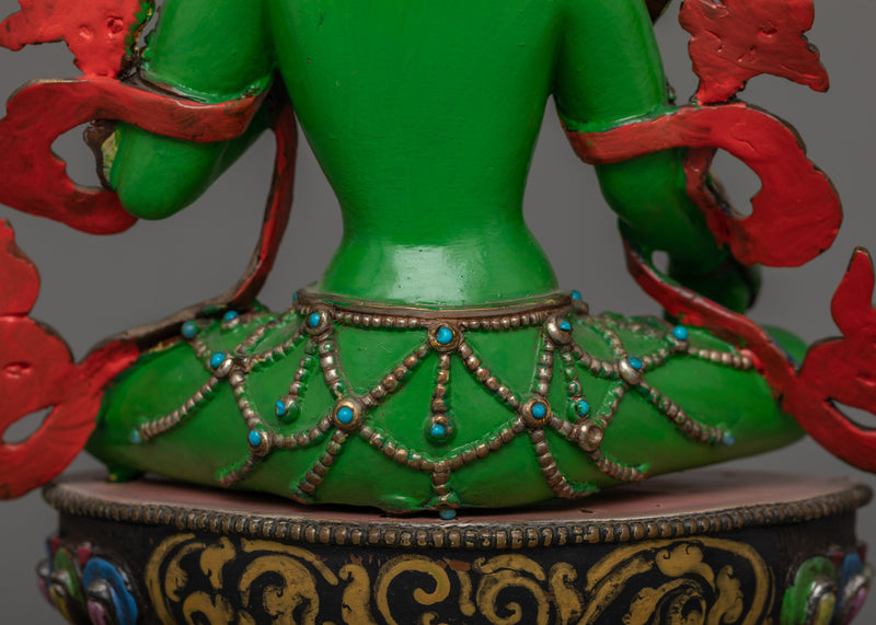 Mother Drolma Green Tara Tibetan Figurine | The Goddess of Compassion and Action