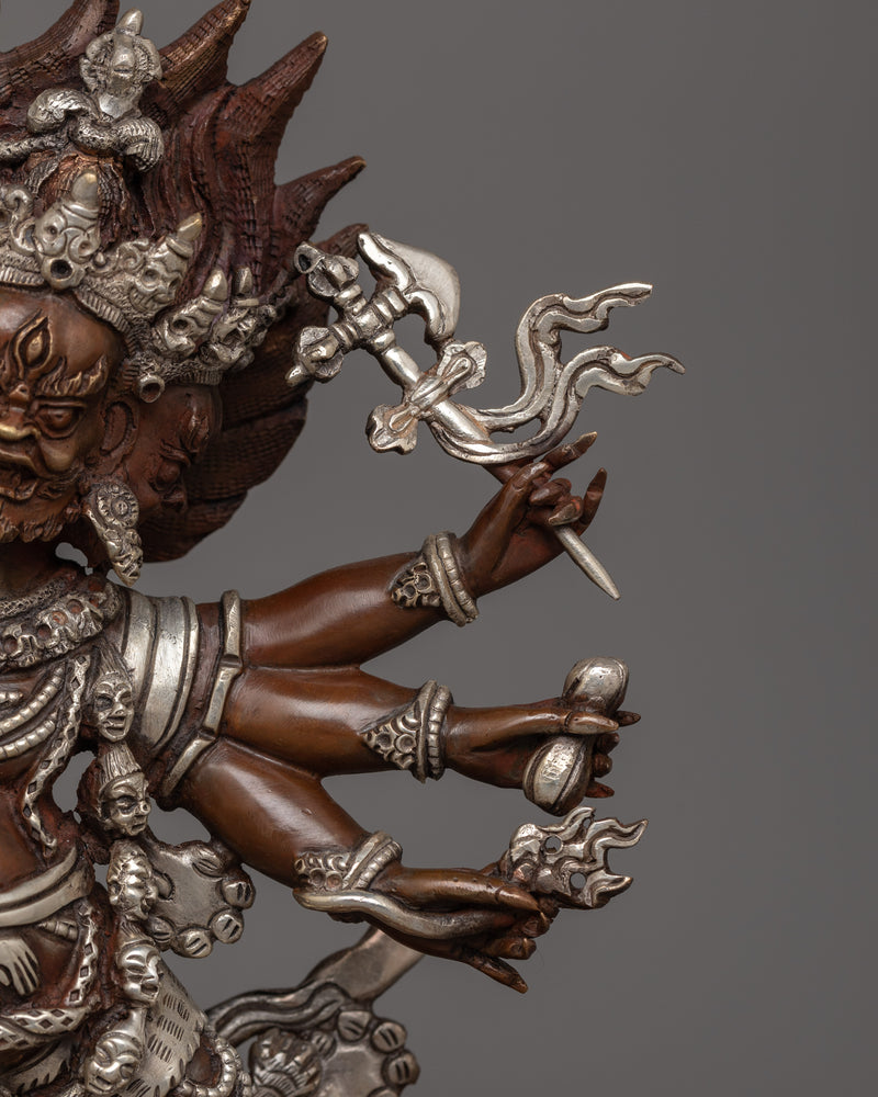 Wrathful Yidam Oxidized Copper Statue | Nepalese Handmade Figurine