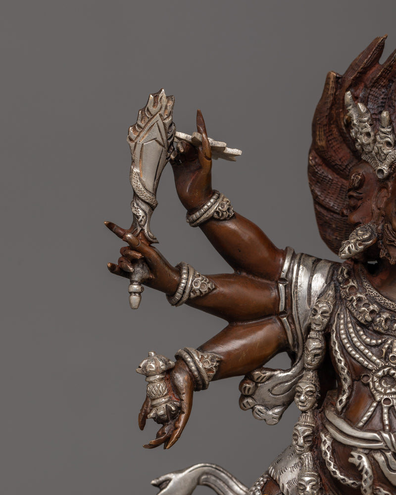 Wrathful Yidam Oxidized Copper Statue | Nepalese Handmade Figurine