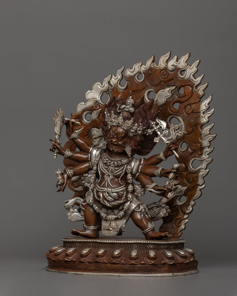 Wrathful Yidam Oxidized Copper Statue | Nepalese Handmade Figurine