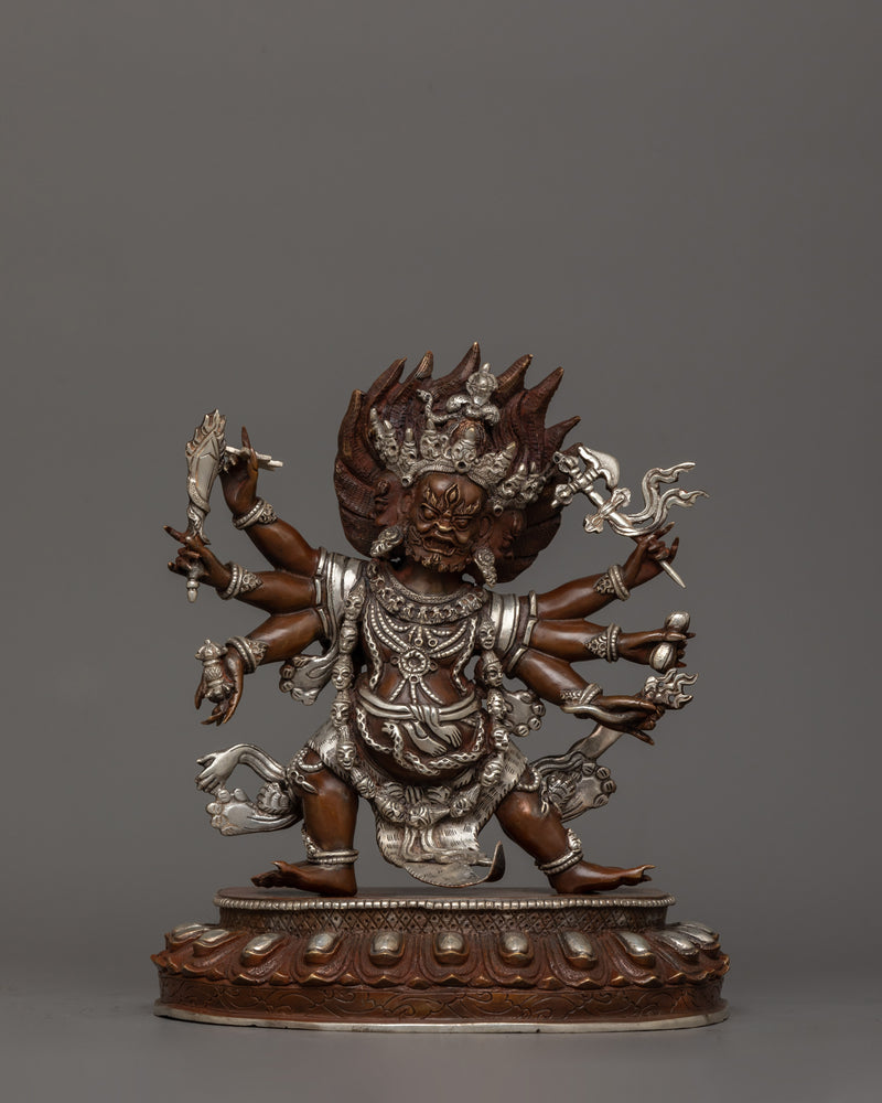 Wrathful Yidam Oxidized Copper Statue | Nepalese Handmade Figurine