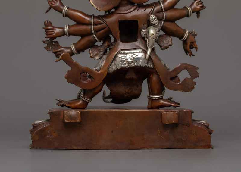 Wrathful Yidam Oxidized Copper Statue | Nepalese Handmade Figurine