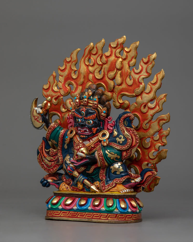 Three Eyed Mahakala Bernagchen Statue | Tibetan Dharma Protector