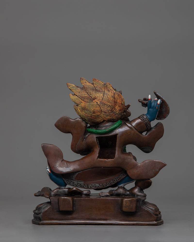 Oxidized Mahakala Bernagchen Fierce Protector Statue | Guardian of the Dharma