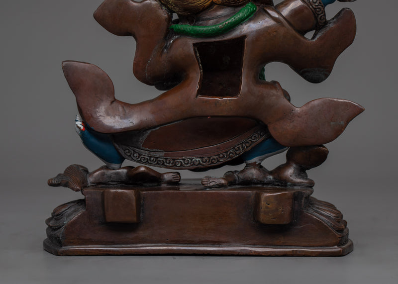 Oxidized Mahakala Bernagchen Fierce Protector Statue | Guardian of the Dharma