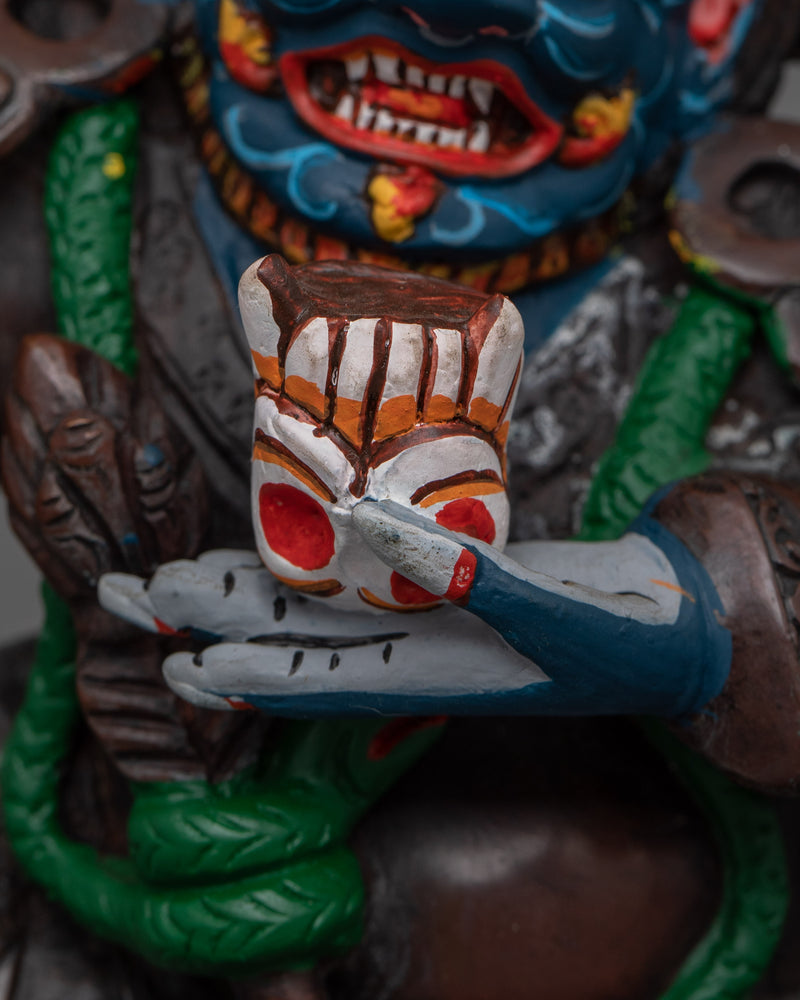 Oxidized Mahakala Bernagchen Fierce Protector Statue | Guardian of the Dharma